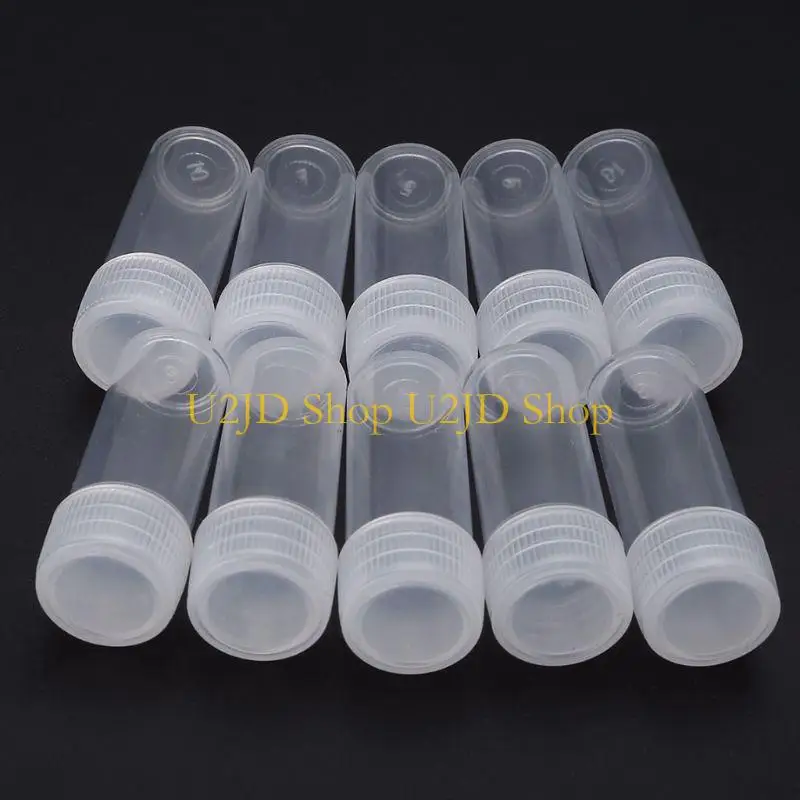 U2JD 50 Pcs 5ml Plastic Sample Bottle Small Barrel Test Tube Vials Translucent Liquid Powder Capsule Mini Storage Container
