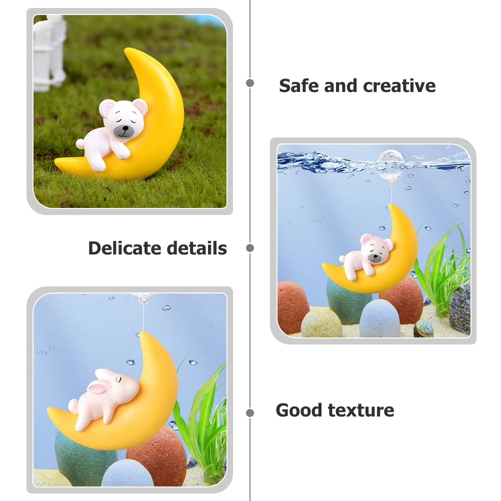 

2pcs Floating Moon Decor For Aquarium Fish Tank Lovely Moon Statue Craft Ornament Supplies Kids Room Home Decor