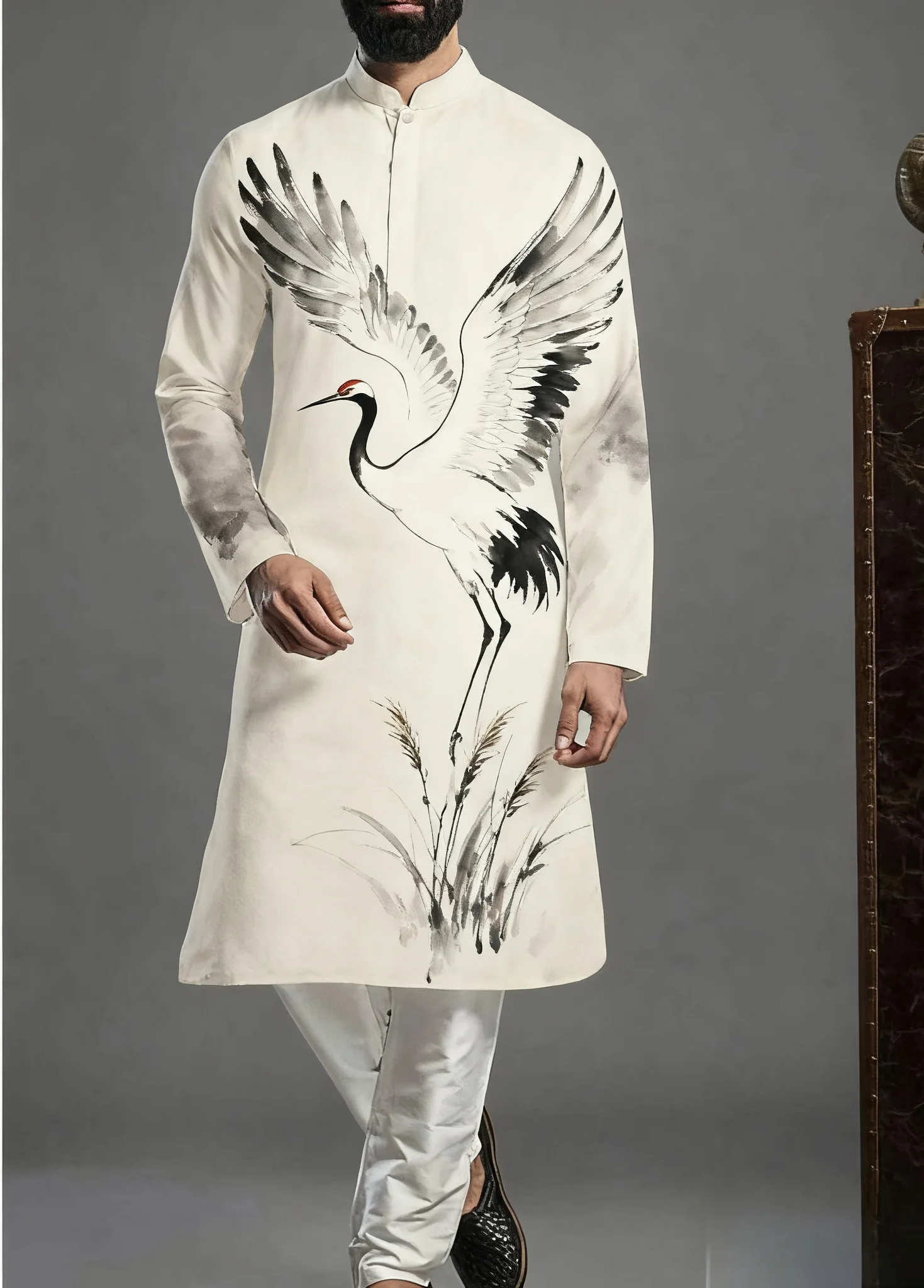 Kurt masculino padrão de impressão digital kurta акha elegante casual ajuste robe regular adequado para todas as ocasiões