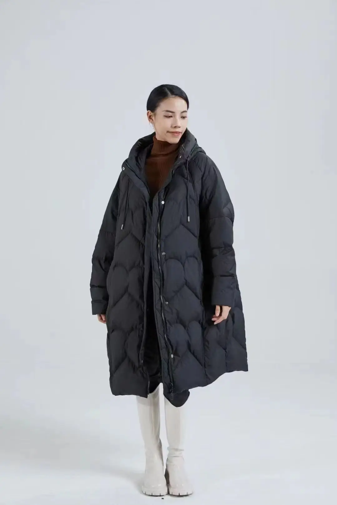 Winter Long Down Jacket  Large Size Loose Hooded Woman Coat 90% White Duck Down Warm Windproof  2024 Winter Female Overcoat