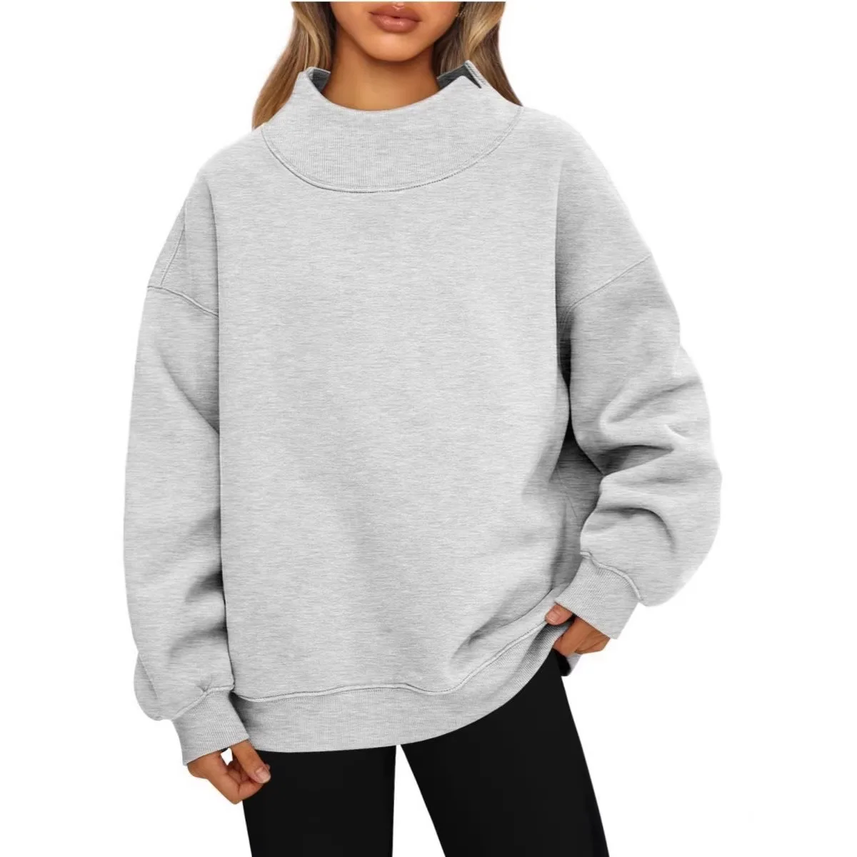 

Amazon 2026 Women's Long Sleeve High Neck Pullover Sweatshirt Casual Hoodie Fleece Top For Women