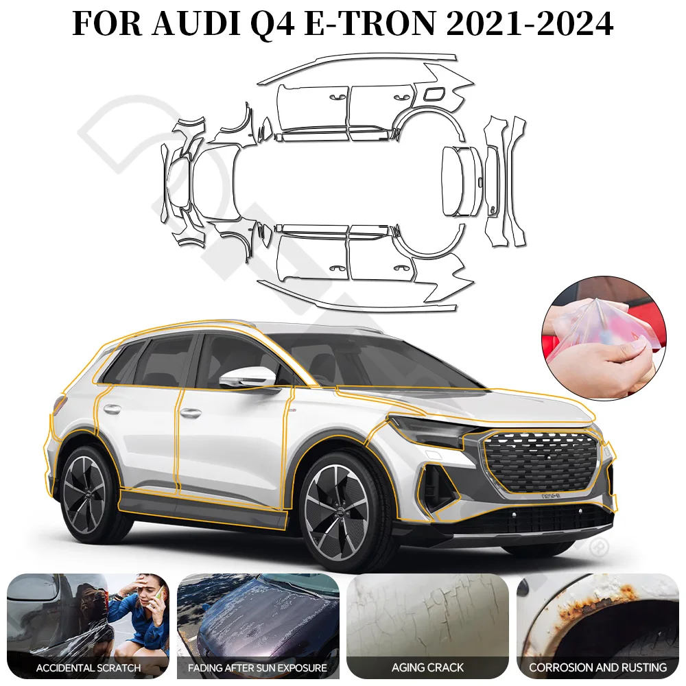

Защитная пленка из ТПУ для Audi Q4 E-TRON 2021-2024, предварительно вырезанная, устойчивая к царапинам, самовосстанавливающаяся, прозрачная, аксессуары для автомобиля