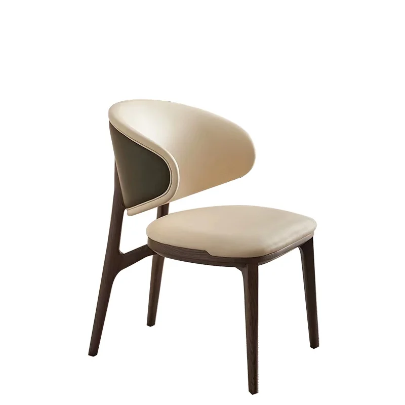Italian Modern Solid Walnut Wood Dining Chair Light Luxury Backrest For Villa Apartment Hotel Lobby Restaurant Cafe Negotiations