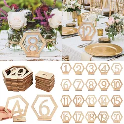10pcs Wooden Table Number Sign Hexagon Place Card Rustic Wedding Desktop Decor Engagement Seat Number Signs Event Party Supplies
