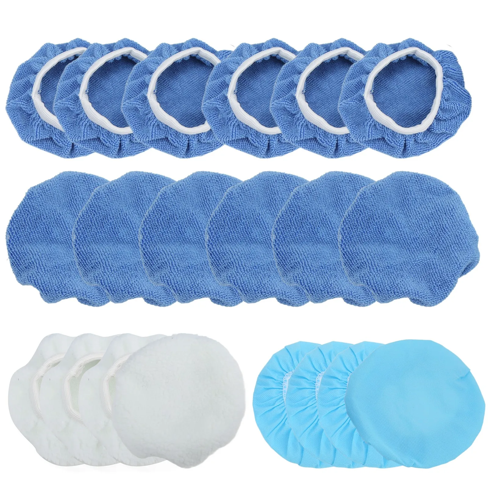 20 Pieces 6in Car Polisher Pad Polishing Buffing Bonnet Set Microfiber for Cars Motorcycles Ships