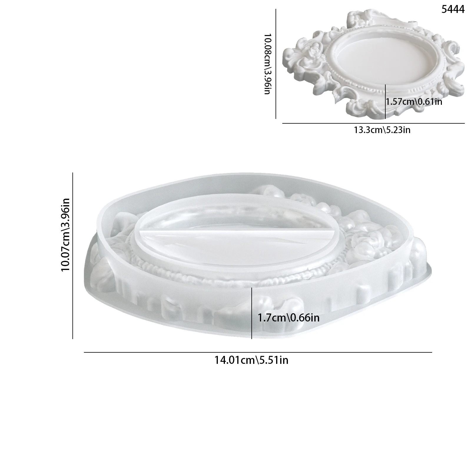 Oval Picture Frame Mold High-Quality Silicone Mold Diy Decorative Piece Mold Oval Relief Pattern Tray For Dining Table Crafts