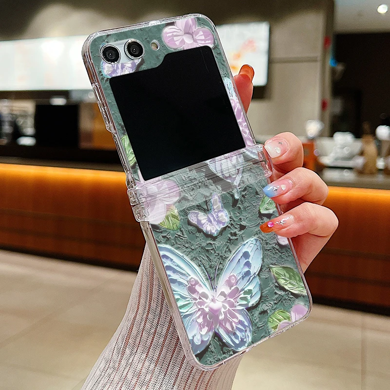 Transparente Hartschalen-Handyhülle mit Schmetterlingsdruck für Samsung Galaxy Z Flip8 Flip6 Flip7 FE Flip 8 7 6 5 4 3 5G Stoßfeste Durchsichtige Schutzhülle – Detail 14