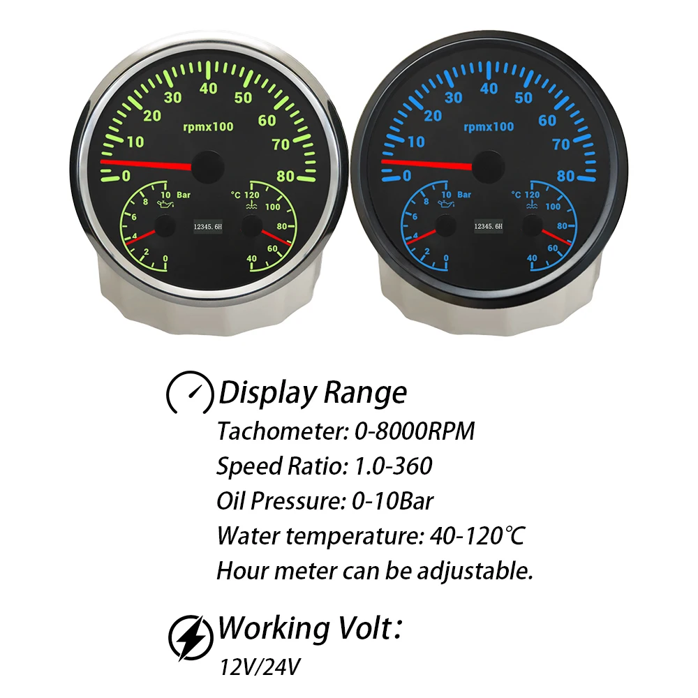 ELING 110mm Gauge 3 in 1 GPS Speedometer 0-120K 0-200K with RPM Tachometer Fuel Level Oil Pressure Water Temp 12V for Cars Truck