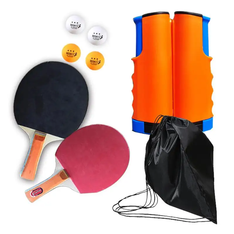 Table Tennis Racket Set Portable Telescopic PingPong Paddle Kit With Retractable Net Durable Family Ball Games Set for Training