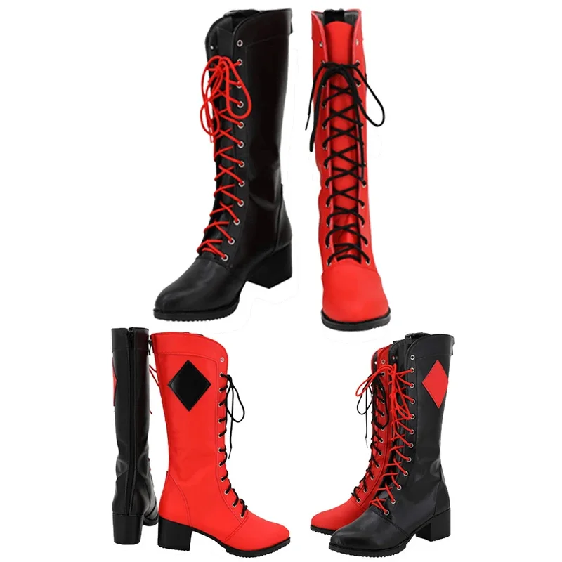 Quinzel Cosplay Fantasia Schuhe Stiefel Film Super Bösewicht Verkleidung Zubehör Frauen Fantasy Halloween Karneval Party Schuhe