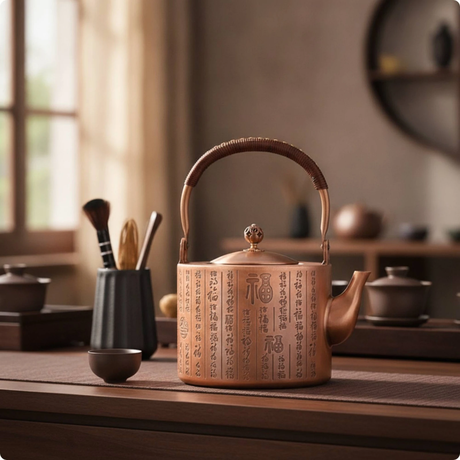 Copper Kettle Hand-Finished Copper Water Kettle Boiling Vessel Elegant Sturdy for Tea Lovers, Office
