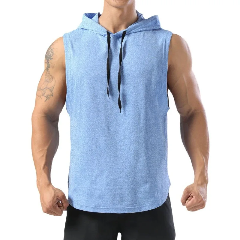 Effen Kleur Gloednieuwe Heren Tanktops Vest Mouwloze T-Shirts Voor Mannen Met Capuchon Heren Tops Hiphop Heren Tanktop T-Shirt