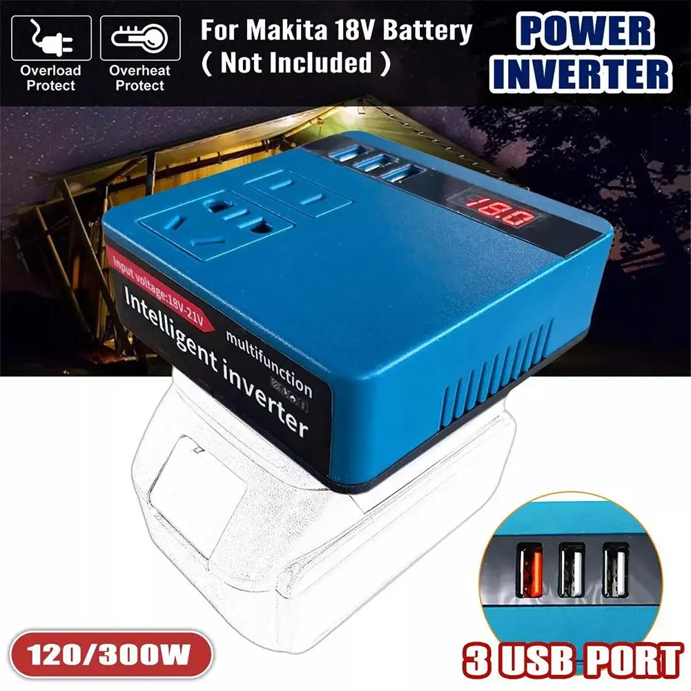 120W Battery Inverter DC 18-21V To AC 220V Outdoor Work Inverter DC To AC Inverter For DeWat Makita Milwaukee Electric Tool