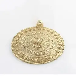 1 x Genuine Gold Color Plated Large Bohemia Boho Medallion Round Charms Pendants for Necklace Jewelry Making Accessories