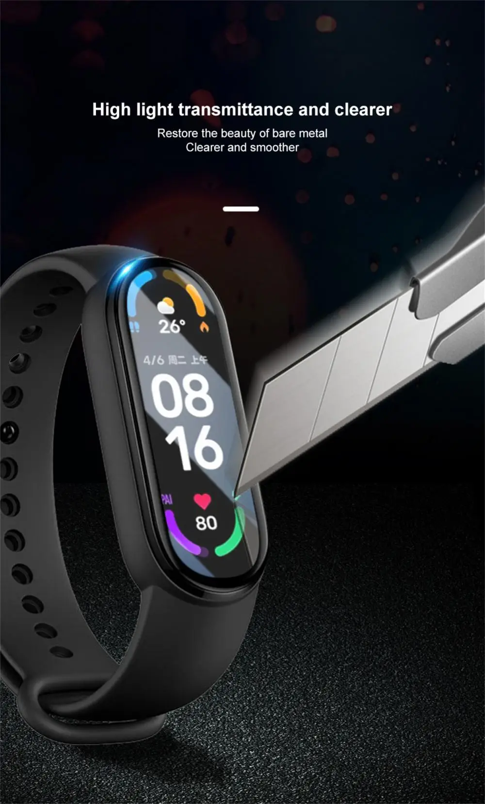 Casing Film layar pelindung untuk Xiaomi Mi Band 8, casing pelindung layar TPU lembut dengan kontrol sentuh sensitif Miband 8 Aksesori