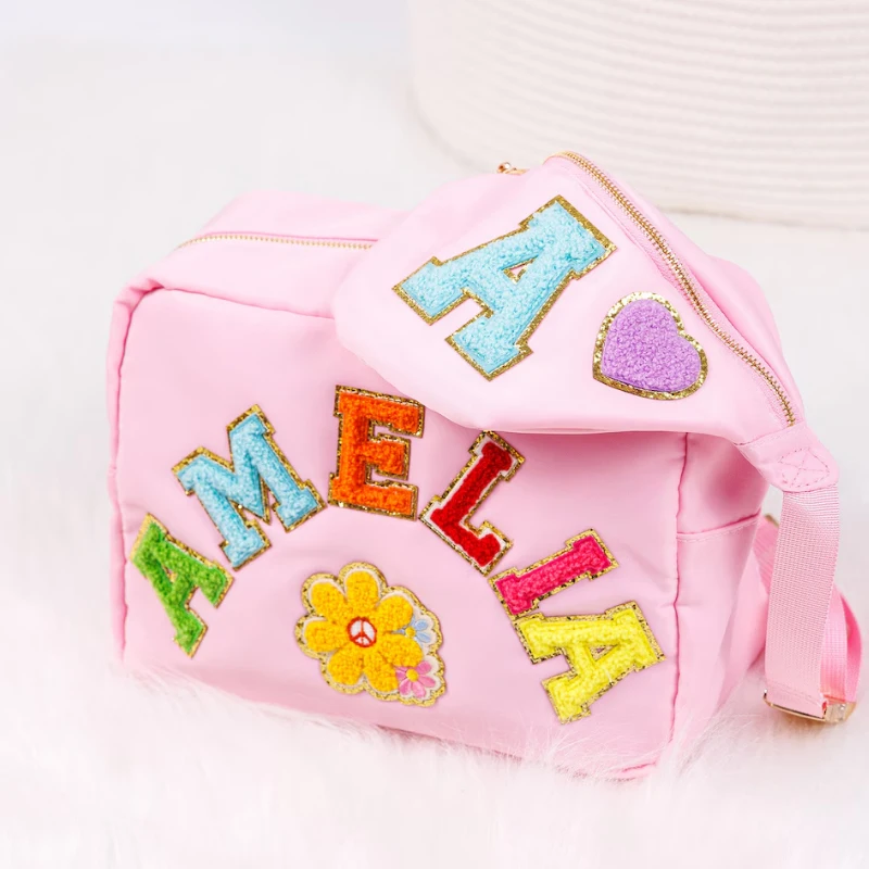 Summer Travel Pouch S/M/L/XL Can Custom Personalized Embroidery Letters Makeup Bag Nylon Pouch Bag Toiletry Bags for Women