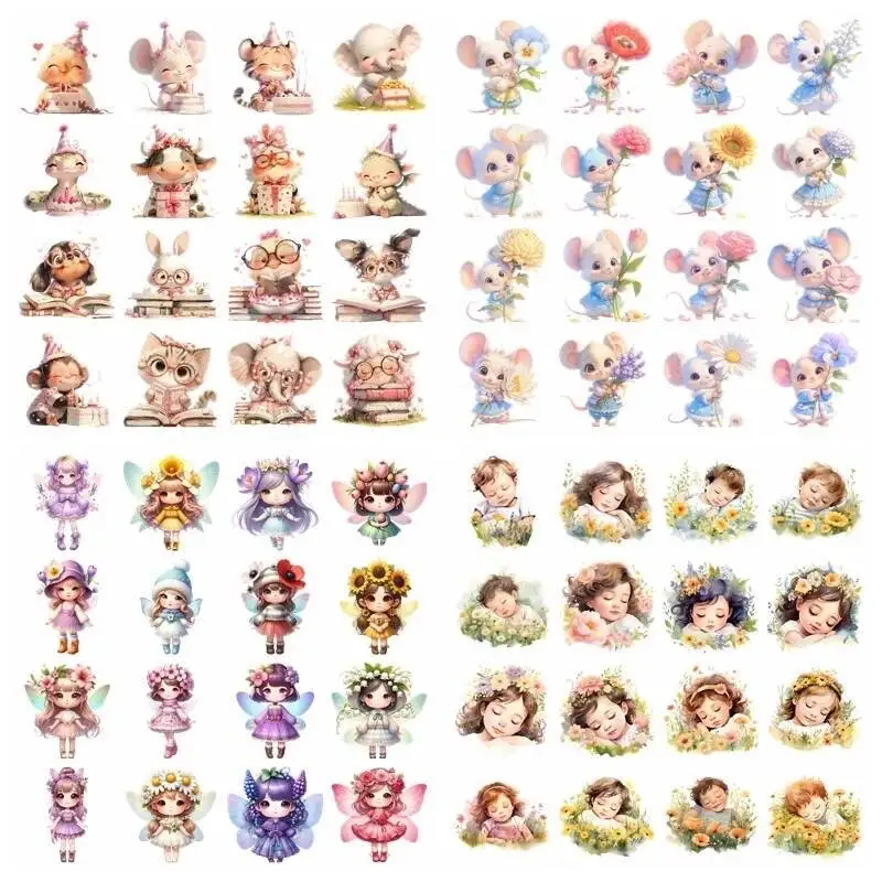 14CM Forest type elf fairy heat transfer iron on printing vinyl stickers T-shirt stickers DIY Toy doll clothing decoration