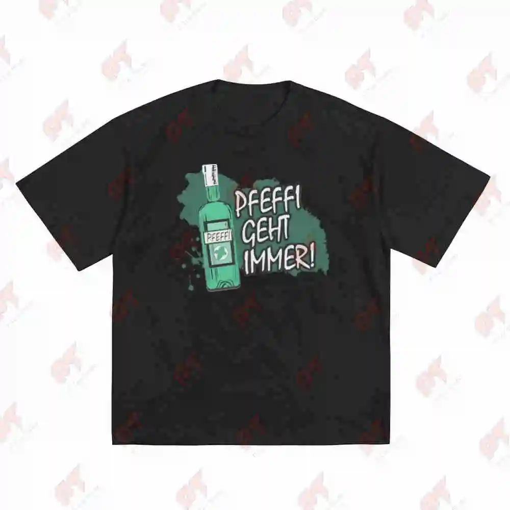 Pfeffi Geht Immer Peppermint Liqueur Short Sleeve Tee 100% Cotton T-Shirt