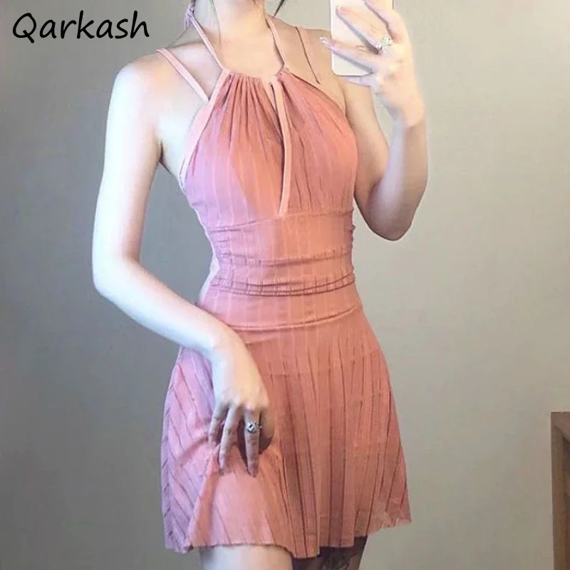 

Сексуальные накидки с лямкой на шее, женские Ins, нежные складки, летние купальные костюмы без рукавов, милые студенческие консервативные пляжные костюмы Ulzzang