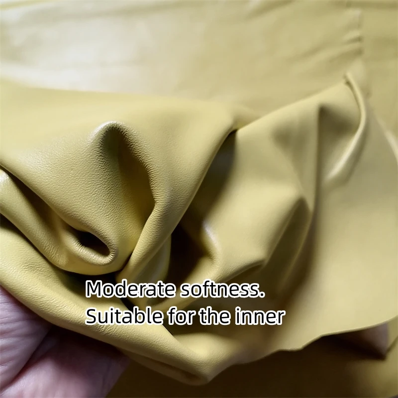 0.9/1.2mm Lemon Yellow Sheepskin. First Layer Leather. Real Leather Fabric. Manual DIY For Soft Bag. Inside. Whole Sheepskin