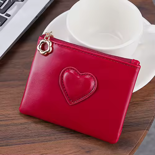 Women Lightweight PULeather Card Holder Cute Heart Shaped Small Wallet Multi-card Anti-magnetic Card Holder Travel Cash Coin Bag - Image 10