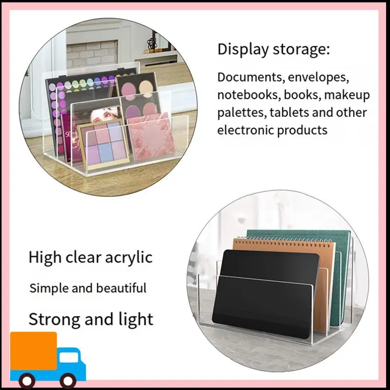 1 Piece File Holder 3 Sections Vertical Desktop Organizer Acrylic Office File Sorter Stand Rack For Documents Letter Book