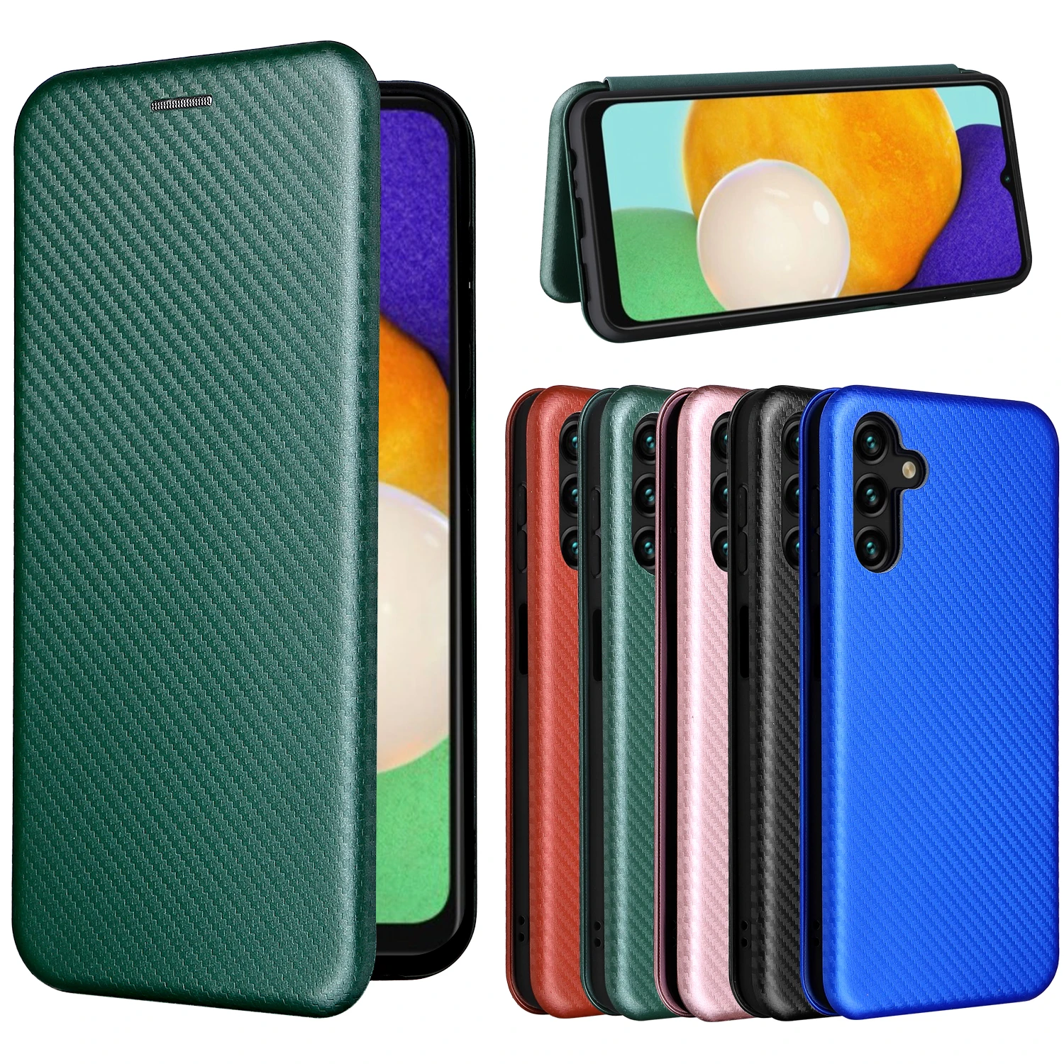 

Flip carbon fibre Leather Cover For Samsung Galaxy A57 A27 A17 A26 A07 A06 A16 4G 5G A25E A36 Card Slot shockproof phone Case