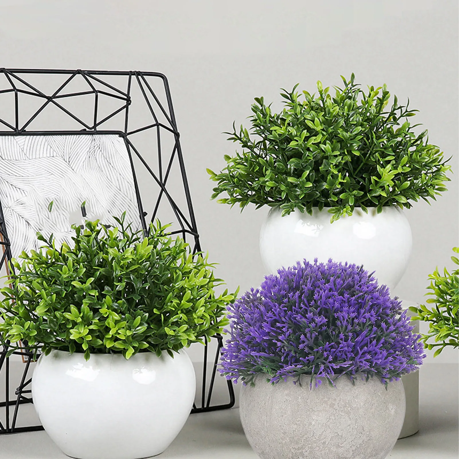 

3Pcs/Set Artificial Potted Plant Realistic Round Base Simulated Fake Plants For Home Garden Yard Decoration