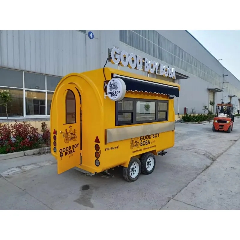 Bubble Tea Cart NSF Approved Water Sinks Sliding Window Customization LOGO Manufactured Bubble Tea Cart for Sale