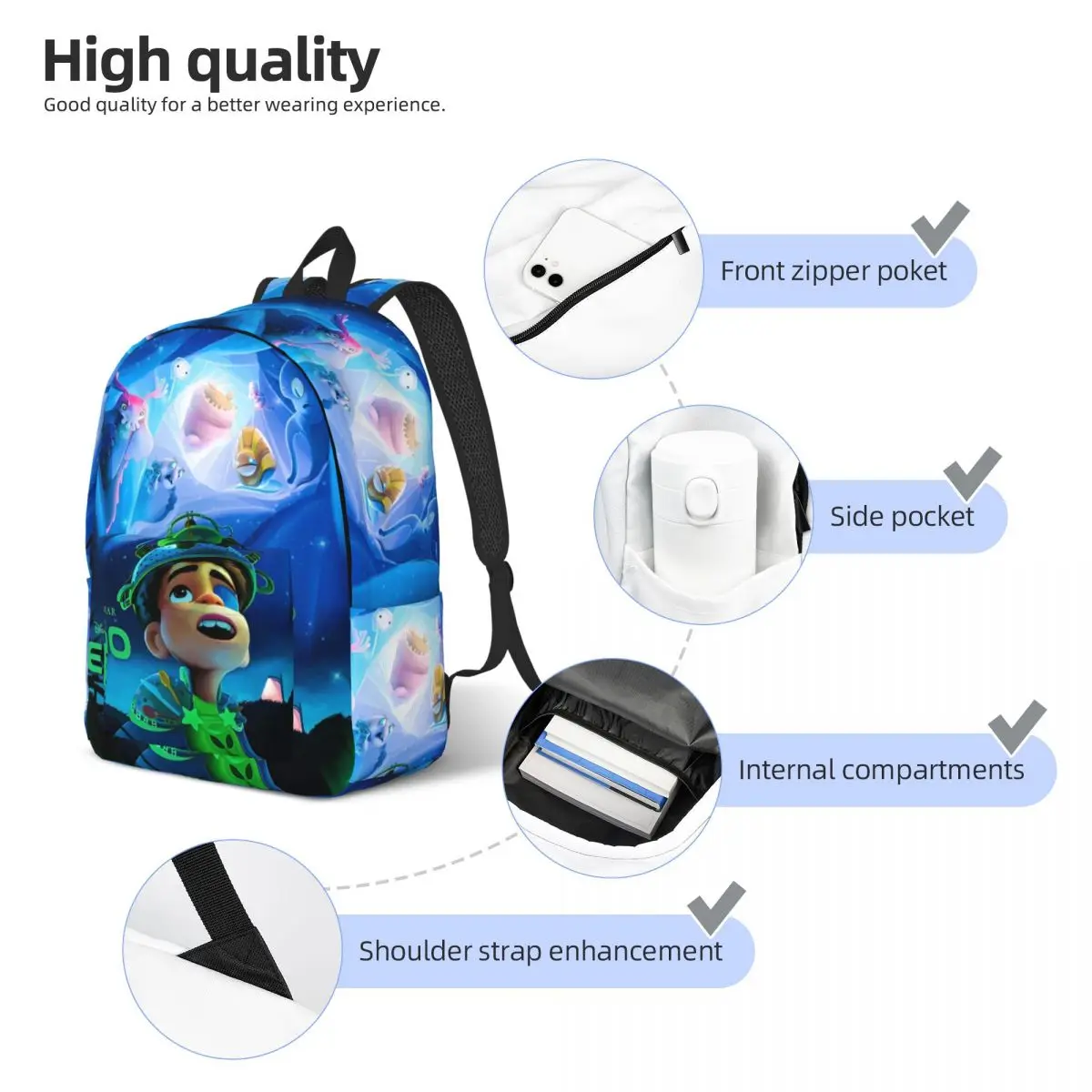 Elio Ooooo & Glordon Cute Group Zaino fresco Regalo Studente Escursionismo Viaggio 2025 Zaino per cartoni animati per uomo Donna Borsa a tracolla per college