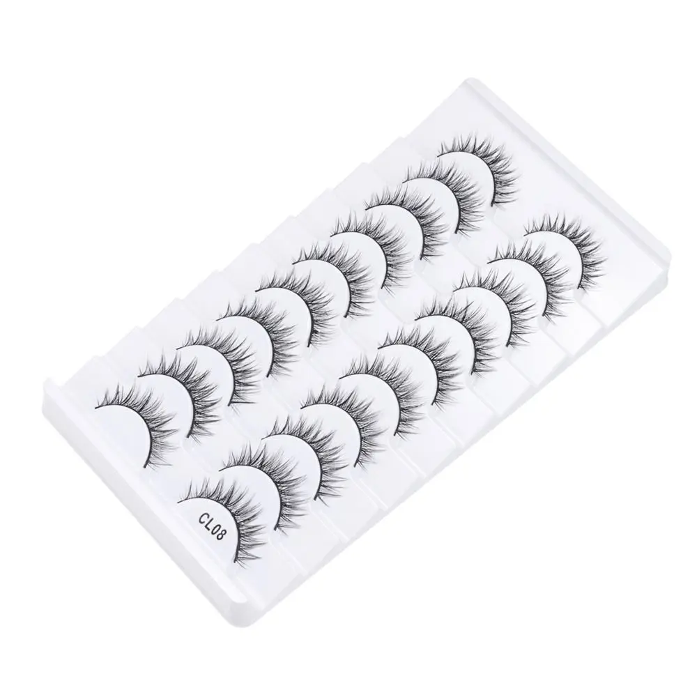 10 Pairs Full Strip False Eyelashes Natrual Long Cruelty-free 3D Faux Mink Lash Handmade Eye Makeup Tools Eye Lash Extension