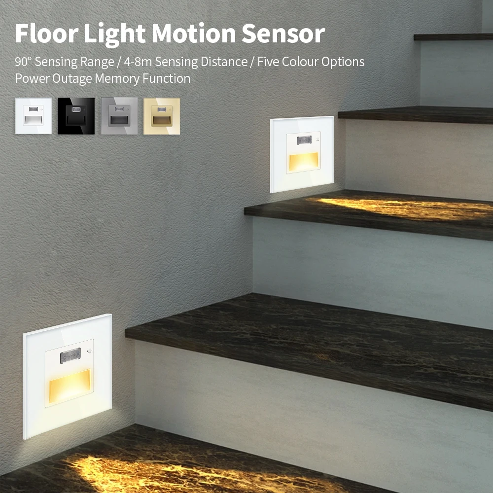 TAWOIA LED 계단 조명 PIR 센서 벽 조명, 오목한 풋 라이트, 계단 복도 램프, 모션 유도 벽 램프, AC 110V, 240V