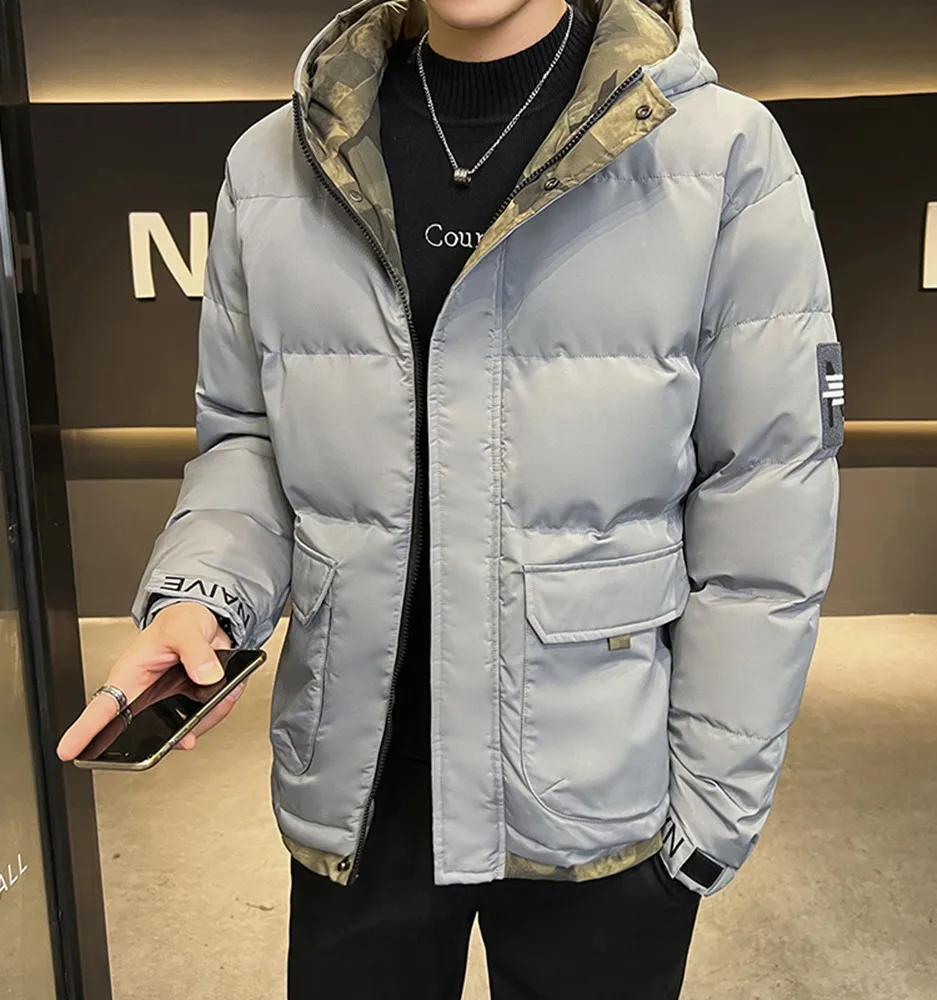 سترة قطن رجالية جديدة لشتاء 2025 عالية الجودة سترة قطن عصرية غير رسمية بقلنسوة وسحاب