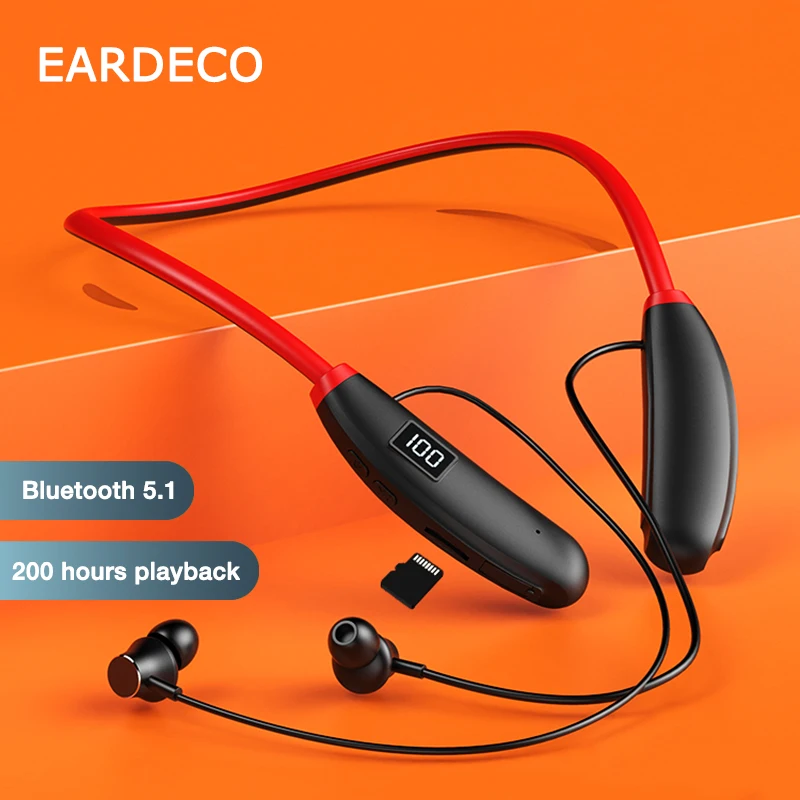 

EARDECO 200 Hours Endurance Wireless Headphones Bass Bluetooth Headphone Hifi Neckband Earphones Hifi Bluetooth Headset with Mic