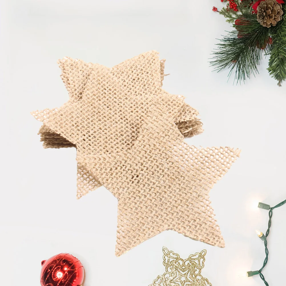 

20Pcs Burlap Star Decorations Cutouts for Christmas Crafts Unfinished Fabric Ornaments Hanging Pendants DIY Wall Tree Window