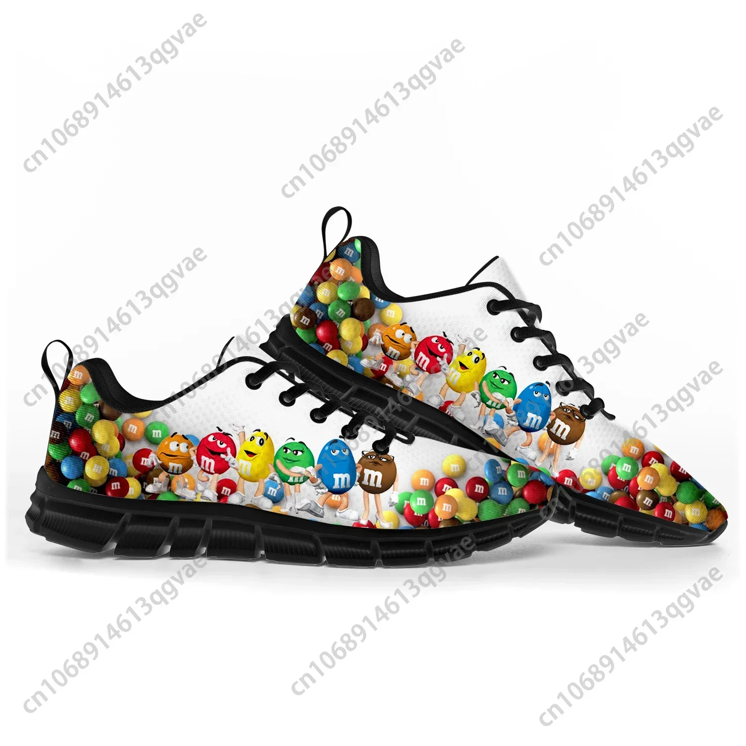 M Chocolate Cartoon Sports Shoes Fashion Mens Womens Teenager Sneakers Casual Custom High Quality Couple Shoes Black