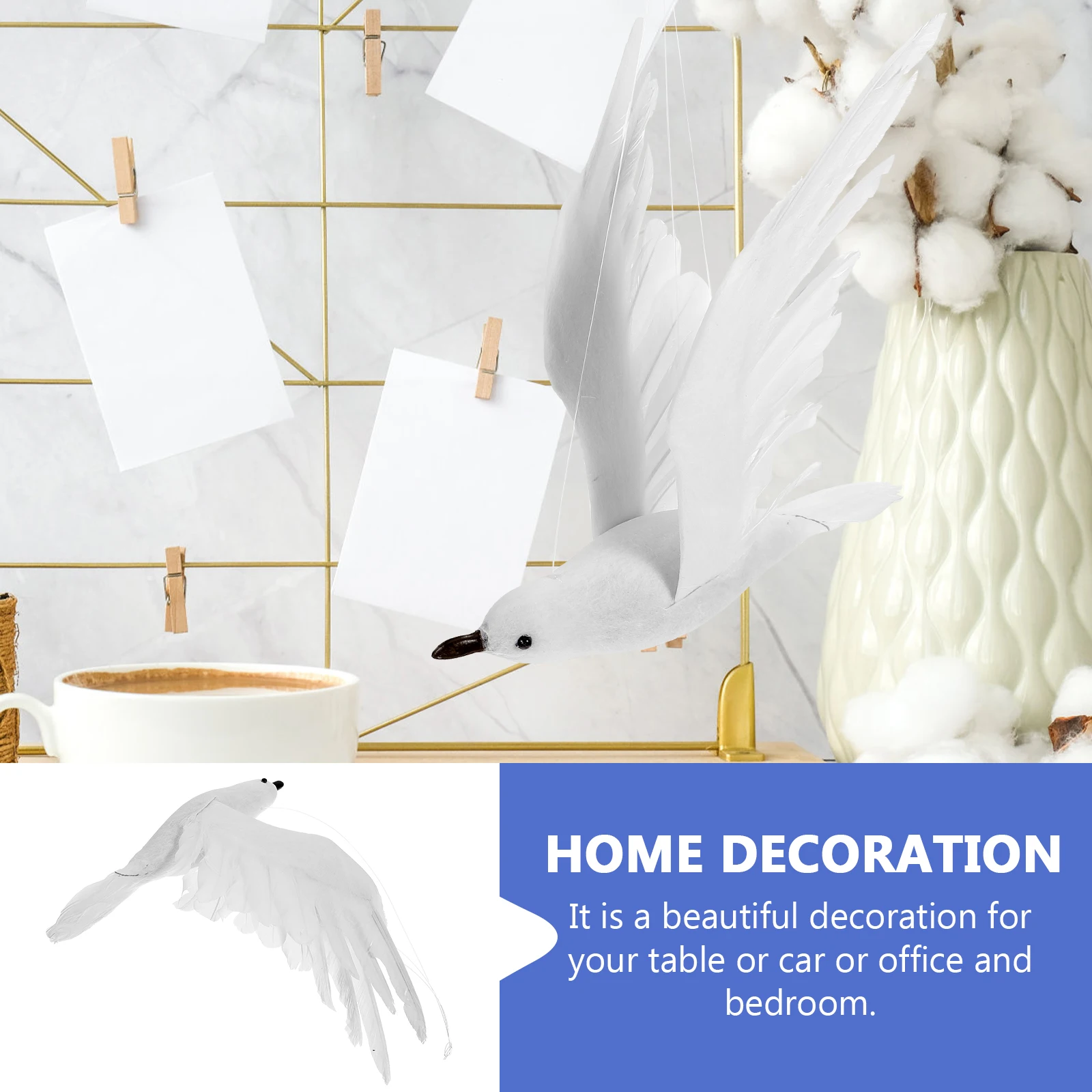 

Seagull Ornament Bird Shaped Realistic Style White Plume Foam Festivals Holidays Decor