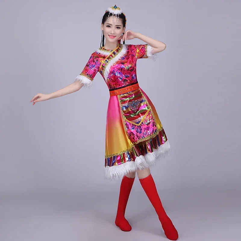 

New Tibetan Dance Costumes Children's Adult Tibetan Water Sleeve Tibetan Costume Mongolian Costume Women Group Dance Dress