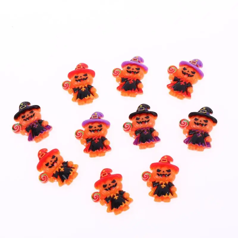 5Pcs Halloween Pumpkin Wizard Jack Resin Charms With Cute  Design Perfect For DIY Jewelry Making Halloween Party Decor