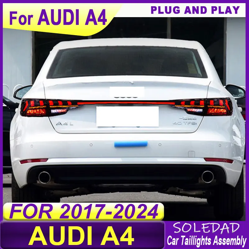 Car Through Taillights Assembly for Audi A4 B9 2017 2018 2019 2020 2021 2022-2024 Modified Led Running Lights Brake Taillights