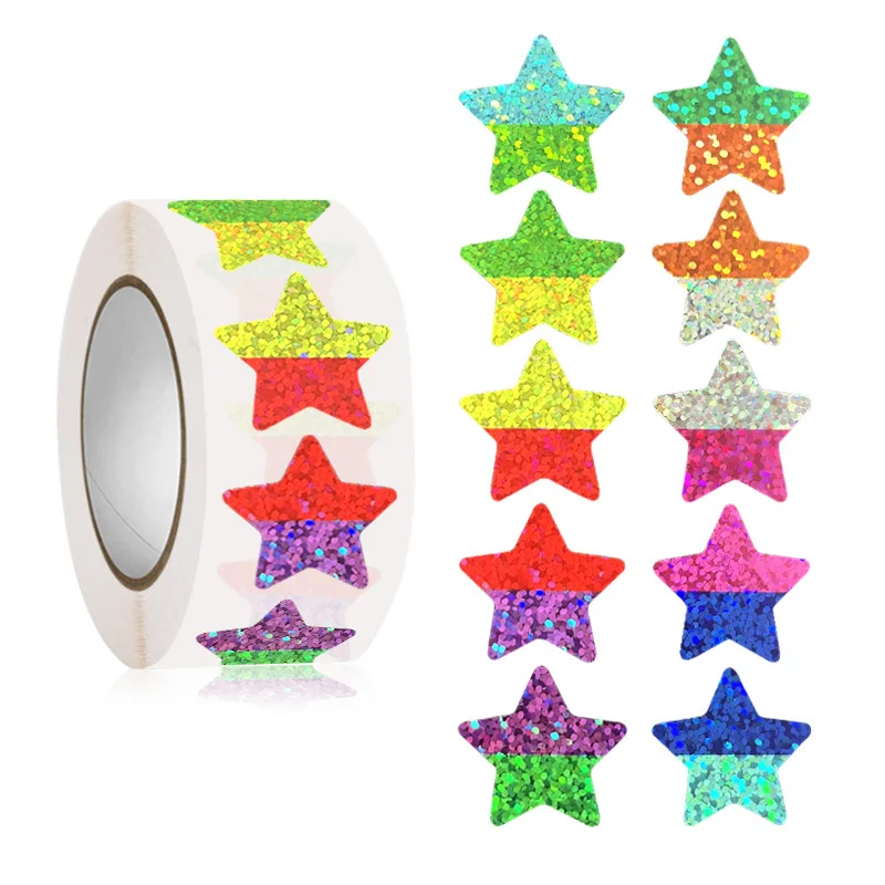 500pcs Glitter Star Stickers Scrapbooking Foil Heart Adhesive Incentive Sticker for Kids Reward Teachers Student Behavior Chart