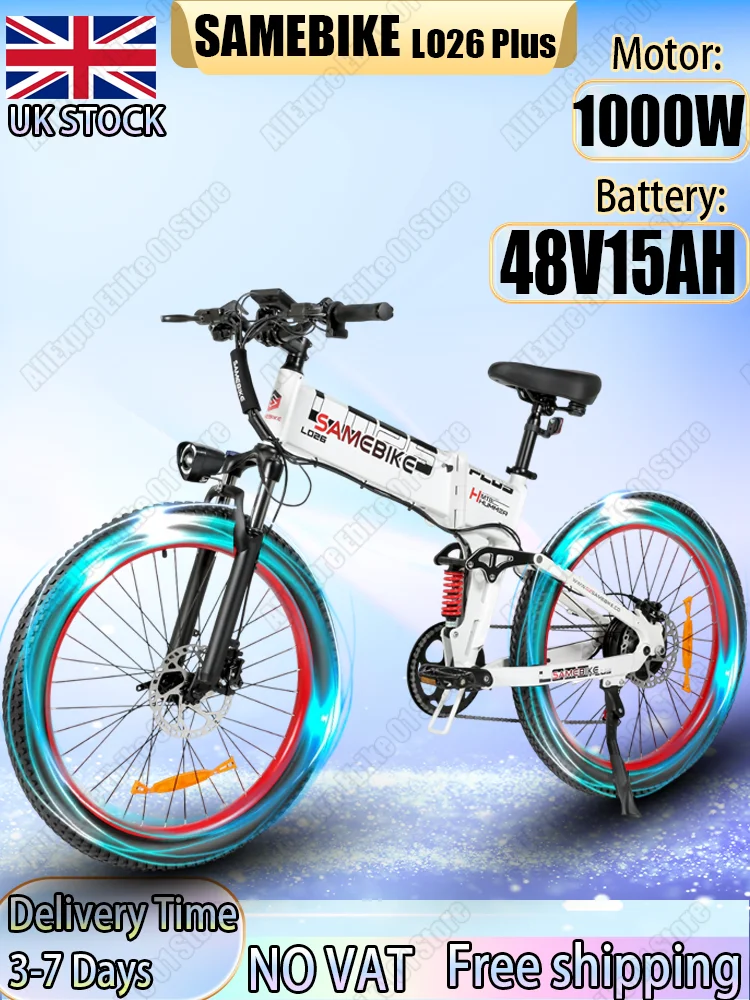 AliExpress E Bike Folding 1000W Powerful Motor 48V15AH Battery Hydraulic Brake Electric Bike 26*3 Inch Off-road All-terrain Tire E-bicycle