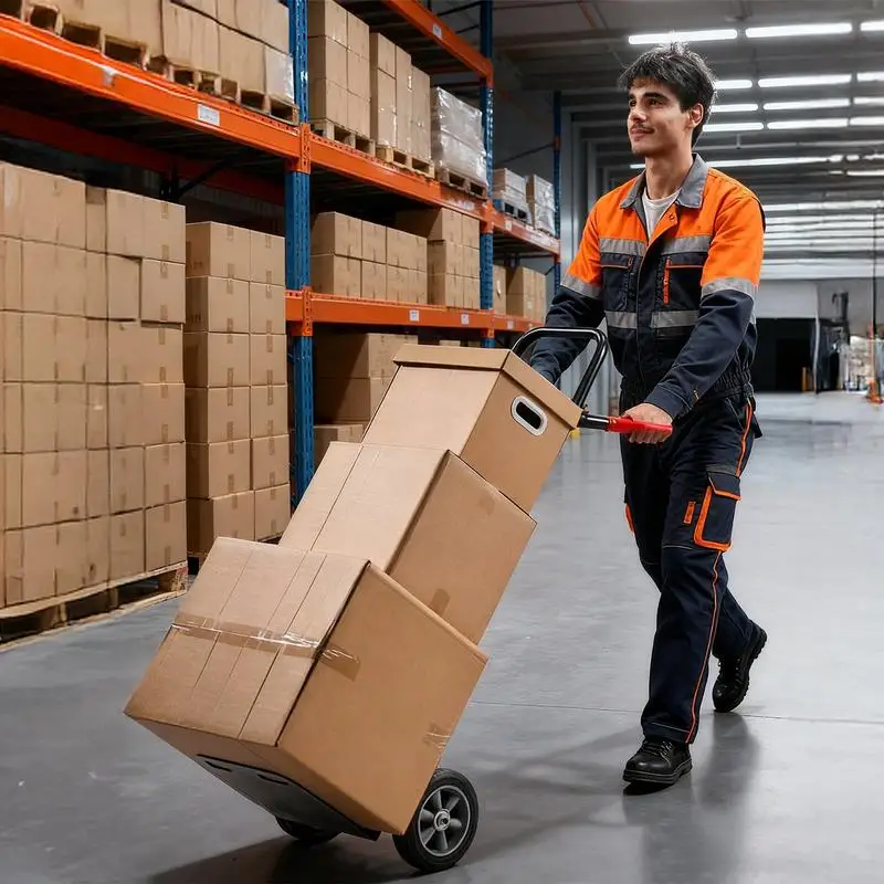 Chariot de déménagement robuste en acier allié avec roues, poignée télescopique, sangle d'arrimage, capacité de charge 272,1 kg, pour manutention à domicile, bureau, entrepôt, supermarché
