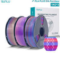 SUNLU Rainbow PLA 3D Printer Filament 1.75mm Multicolor Gradient Neatly Wound PLA Filament Spool for Most FDM 3D Printers 3KG