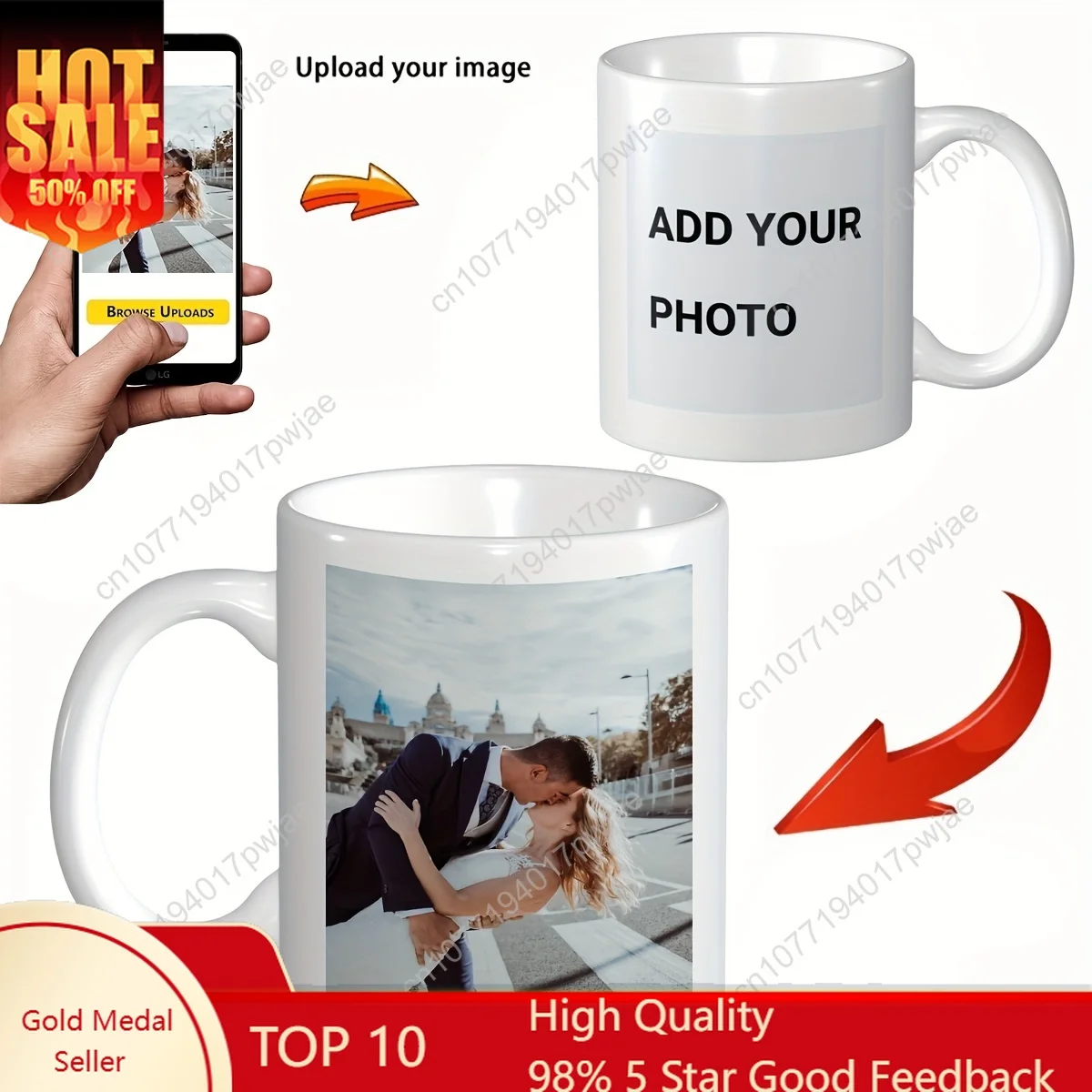 

One Custom Ceramic Coffee Mug - Features a Personalized Photo Suitable for Hand Washing Only Versatile for Couples Perfect Gi