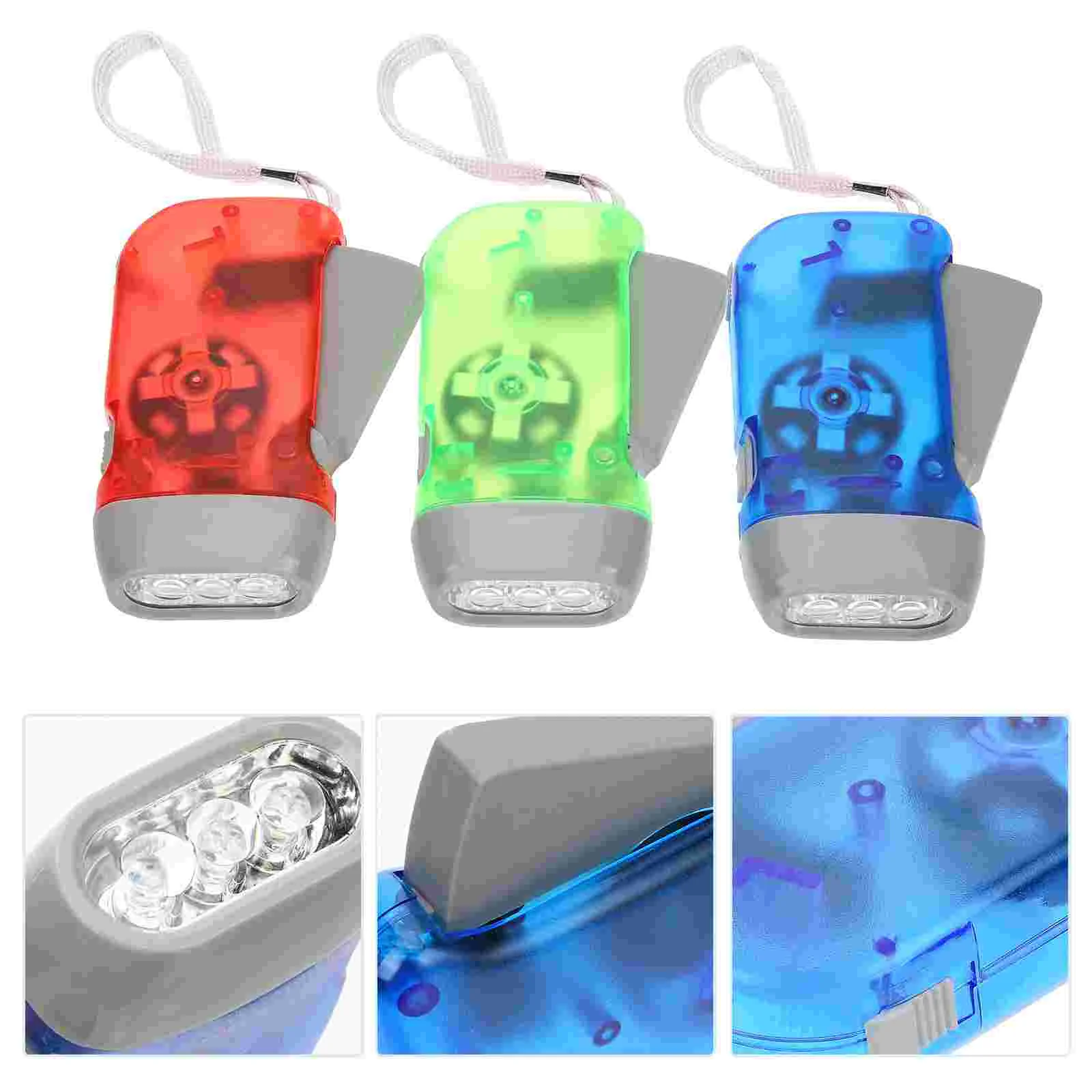 

3 Pcs Cuticle Manual Crank Squeeze Torch Flashlight Lanterns Emergency Clockwork Child