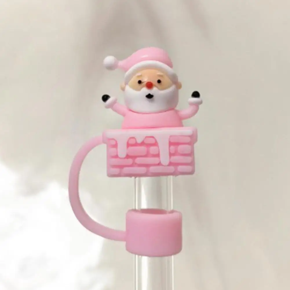 5/1Pcs 10mm Christmas Pink Series Straw Covers Cap for stanley Cup Tumblers Mug Accessories Silicone Straw Topper Reusable