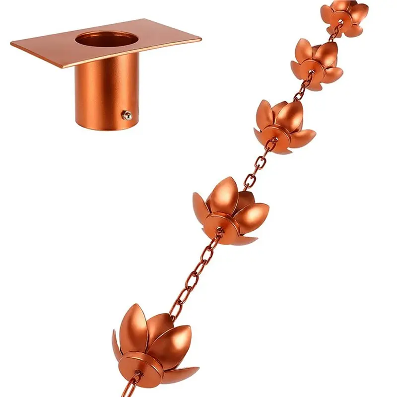 AB33-2X Leaf Rain Chain With Adapter,4Ft Lotus Rain Catcher Chain For Gutters Outside Downspout,For Divert Water And Display