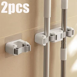 1/2pcs Wall Mounted Mop Clips Holder Mop Organizer Rack Brush Broom Hanger Holder Waterproof Bathroom Organizer Shelf Accessorie