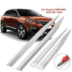 Car Detector Stainless Steel Side Door Body Trim Sticks Strips Molding 4pcs Top Quality For Peugeot 3008/4008 2016 2017 2018